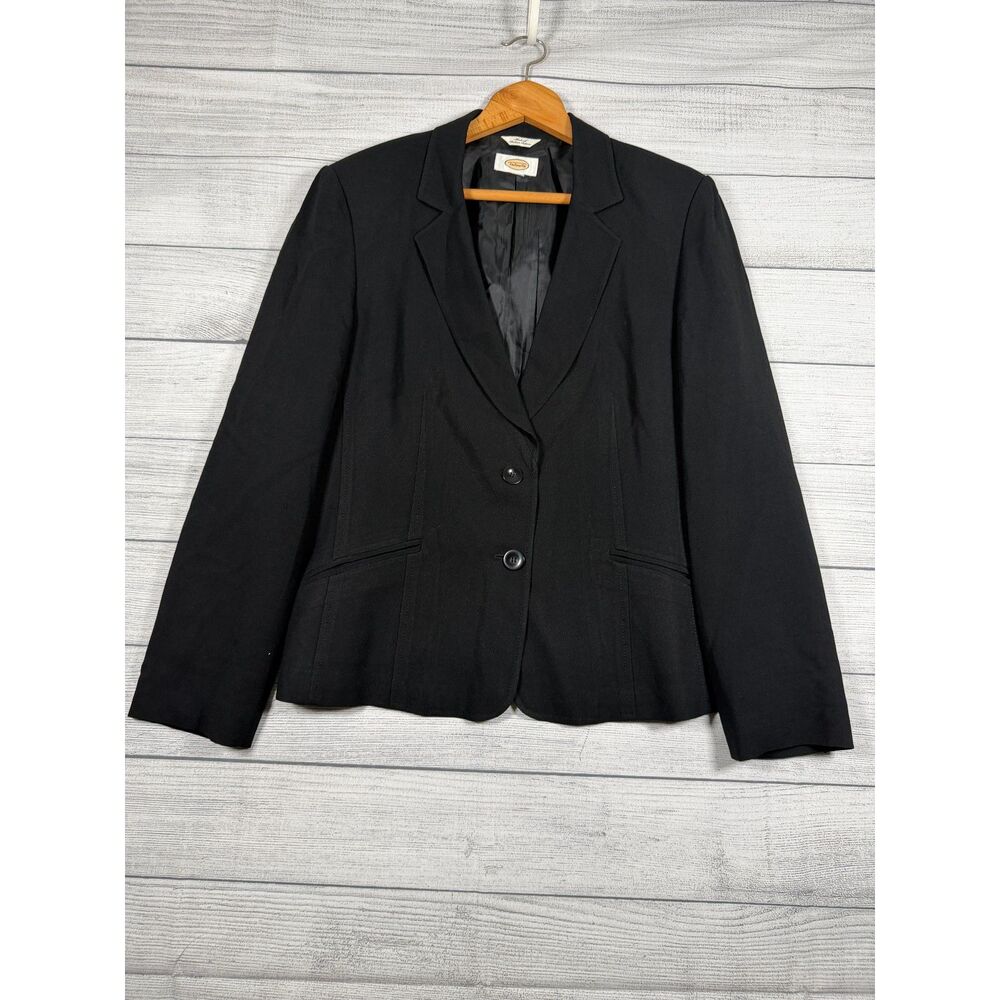 Vintage Talbots Women’s Large Black Italian Fabric 2 Button Blazer Jacket 4164